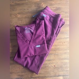 Figs Scrubs SET Catarina M and Kade S Tall. Burgundy